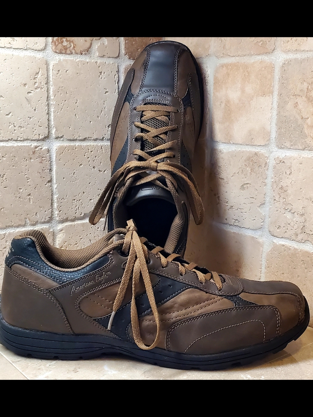 American Eagle Outfitters Brown and Black Men's Lace-Up Sneakers Size 13